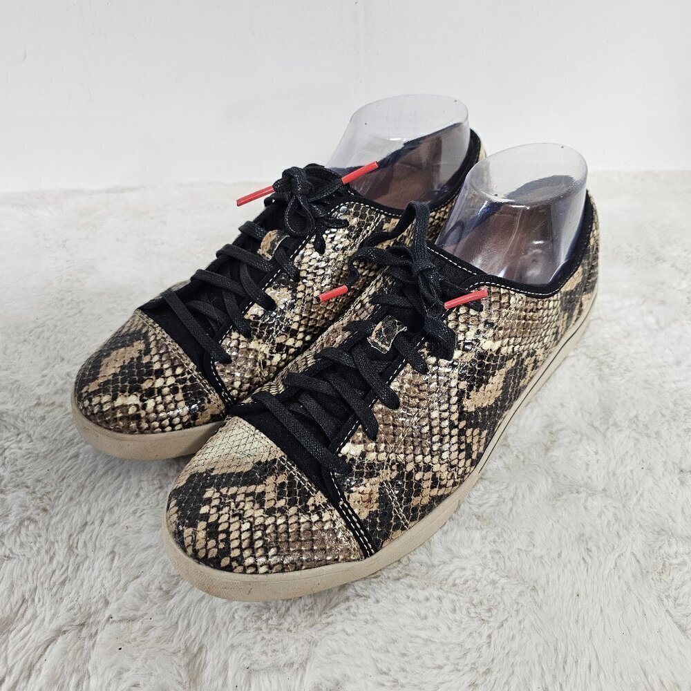 Clarks Brown Green Snakeskin Low Top Comfort Grunge Punk Sneakers Size 8.5